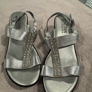 Italian Shoemakers Metallic Silver Sandals